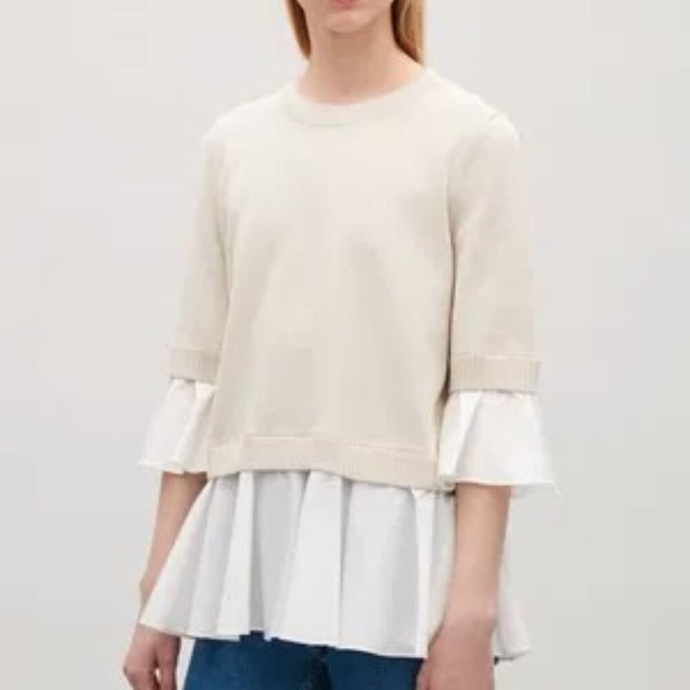 COS Mixed Media Layered Peplum Sweater